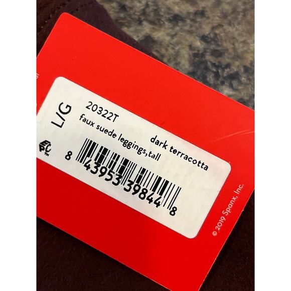 Spanx NEW Size Large Faux Suede Leggings Dark Terracotta Womens - Picture 6 of 11